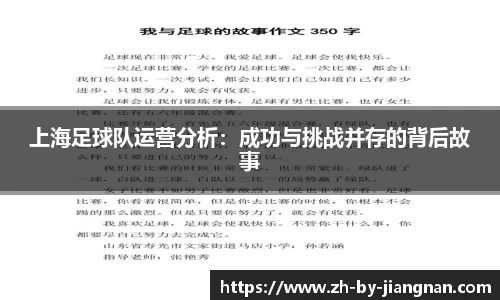 上海足球队运营分析：成功与挑战并存的背后故事